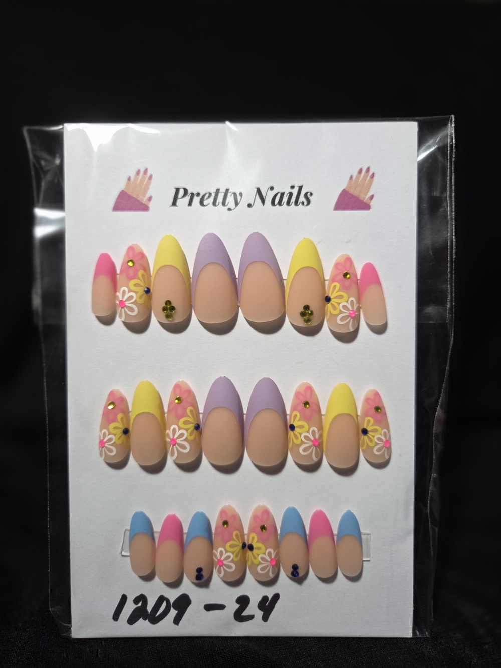 Multi-Color Floral Press-On Nail Set